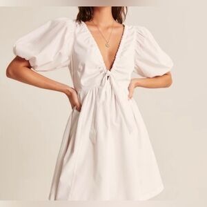 White Abercrombie Puff Sleeve Dress